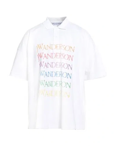 Jw Anderson Man Polo Shirt White Size L Organic Cotton