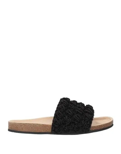 Jw Anderson Man Sandals Black Size 9 Calfskin, Textile Fibers