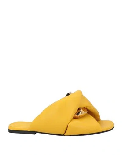 Jw Anderson Man Sandals Yellow Size 9 Leather