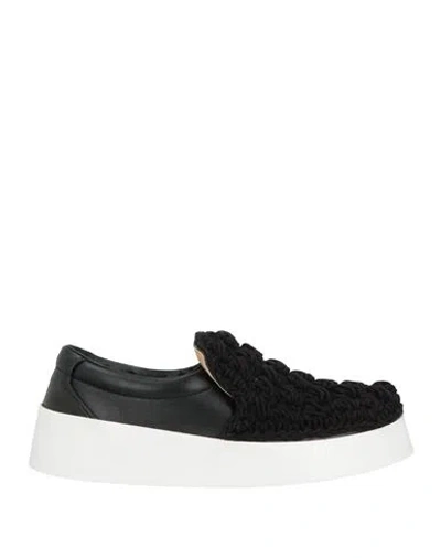 Jw Anderson Man Sneakers Black Size 9 Calfskin, Textile Fibers