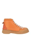 Jw Anderson Man Sneakers Orange Size 6 Soft Leather, Textile Fibers In Orange