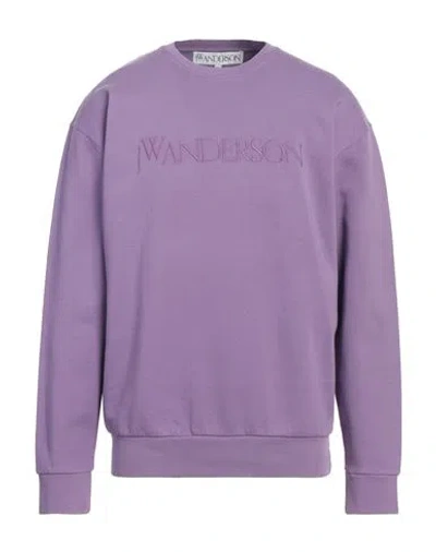 Jw Anderson Man Sweatshirt Mauve Size L Cotton In Purple