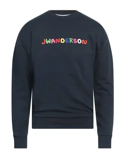 Jw Anderson Man Sweatshirt Midnight Blue Size S Cotton, Elastane