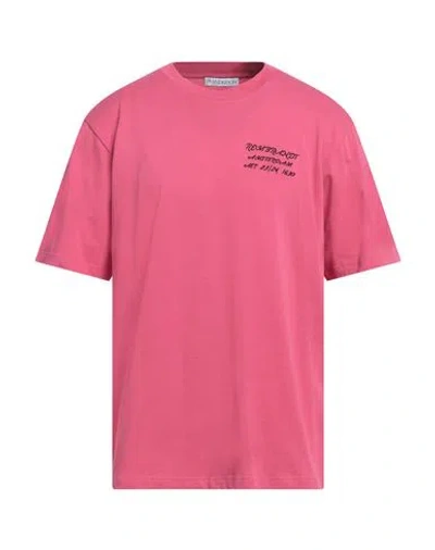 Jw Anderson Man T-shirt Magenta Size L Cotton, Elastane