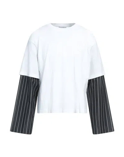 Jw Anderson Striped-sleeve Cotton T-shirt In White