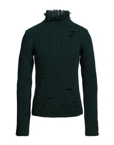 Jw Anderson Man Turtleneck Dark Green Size M Wool, Polyamide In Green