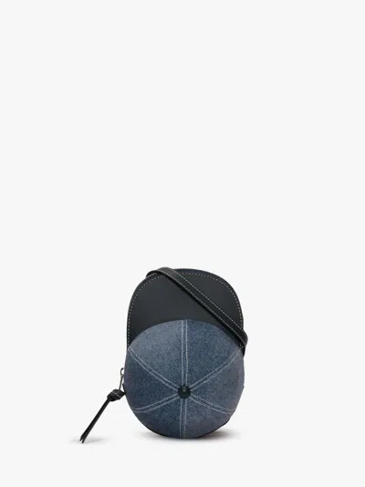 Jw Anderson Medium Cap Bag - Velvet Printed Denim Crossbody Bag In Blue