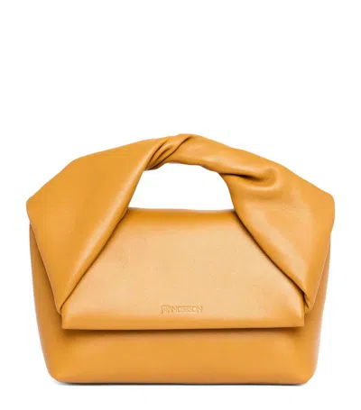 Jw Anderson Medium Leather Twister Top-handle Bag In Brown