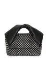 Jw Anderson J. W.anderson Leather Midi Twister Handbag Embellished With Rhinestones In Black