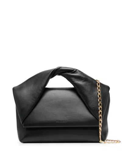 Jw Anderson Medium Twister Leather Crossbody Bag In Black