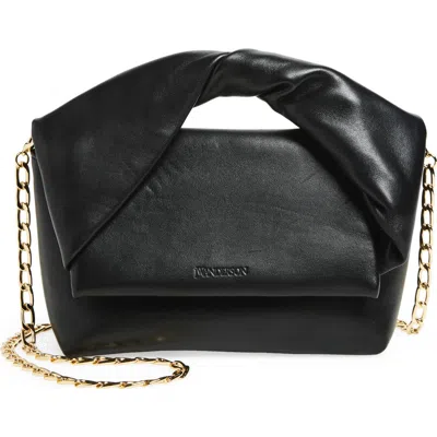 Jw Anderson Medium Twister Leather Top Handle Bag In Black