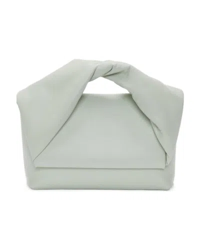 Jw Anderson Midi Twister Leather Top-handle Bag In White