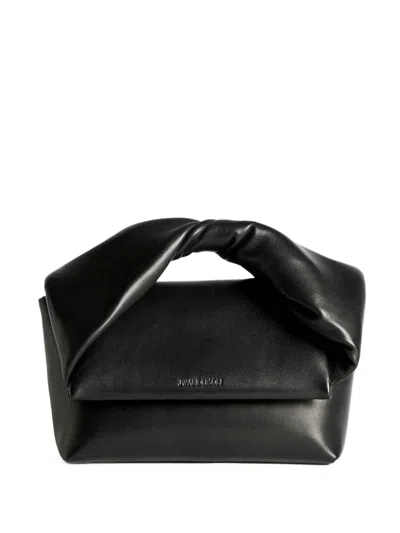 Jw Anderson Twister Logo Debossed Medium Tote Bag In Black