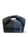 Jw Anderson Twister Midi Bicolor Leather Top-handle Bag In Black
