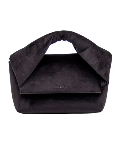 Jw Anderson Medium Twister Velvet Tote Bag In Black