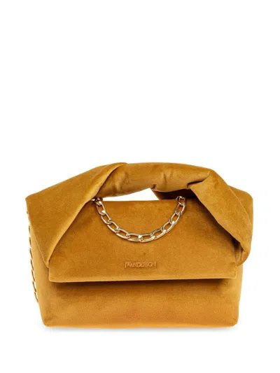 Jw Anderson Small Twister Leather Tote Bag In Yellow