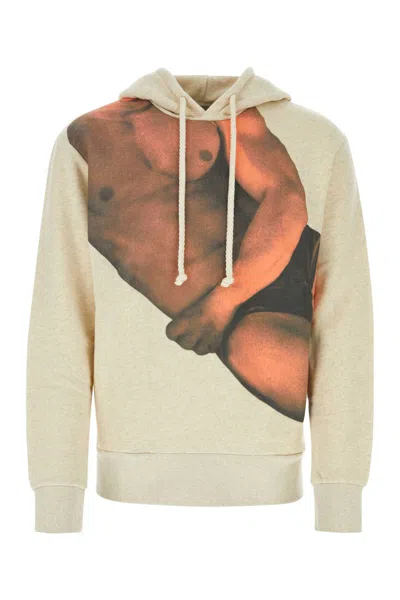 Jw Anderson Melangã¨ Ivory Stretch Cotton Sweatshirt