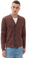 Jw Anderson Melange Cardigan Steel Blue/orange In Orange