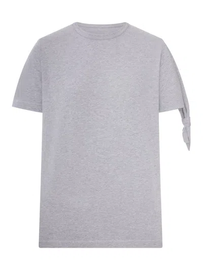 Jw Anderson Melange Effect T-shirt With Knotted Sleeves In Gray