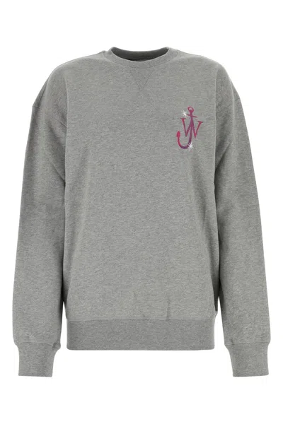 JW ANDERSON MELANGE GREY COTTON OVERSIZE SWEATSHIRT