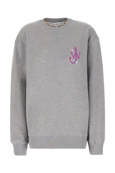 JW ANDERSON MELANGE GREY COTTON OVERSIZE SWEATSHIRT