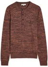 Jw Anderson Melange Henley Knit Jumper In Brown