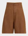 Jw Anderson W Anderson Mens Rust Relaxed-fit Aged Denim Shorts