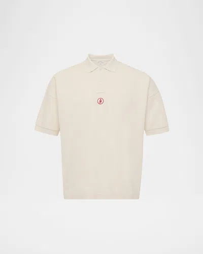 Jw Anderson Men's Anchor Embroidery Polo Shirt In White