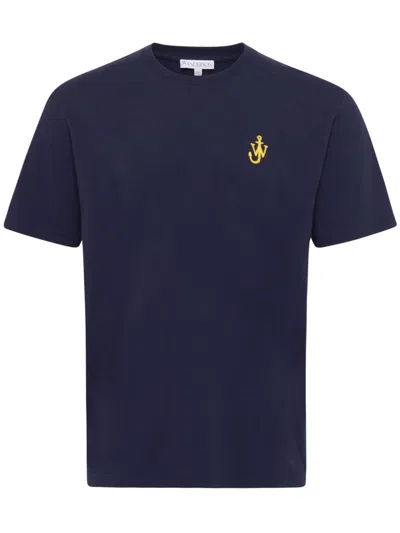Jw Anderson Men Anchor Embroidery T-shirt In Blue