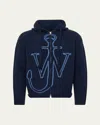 Jw Anderson J. W. Anderson Zip-up Hooded Sweater With Contrasting Logo In Blue