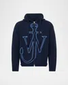 Jw Anderson J. W. Anderson Zip-up Hooded Sweater With Contrasting Logo In Blue