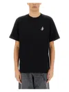 Jw Anderson Black Crewneck T-shirt With Anchor Embroidery On The Front In Cotton Man In Black