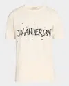 Jw Anderson Mens Ecru Circular Brand-print Cotton T-shirt In Brown