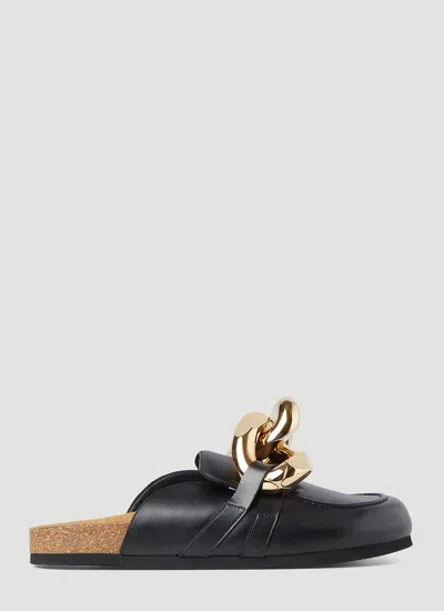 Jw Anderson Men Backless Chain Loafers In Black