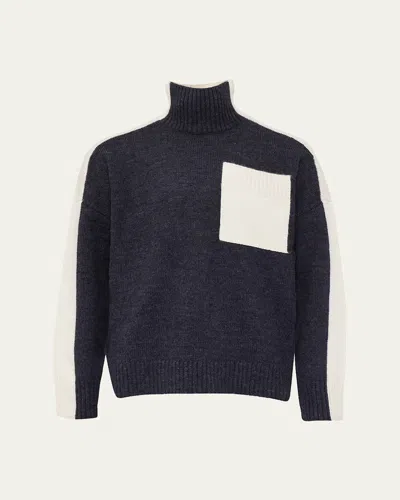 Jw Anderson Men's Bicolor Wool-blend Turtleneck In Grey