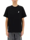 Jw Anderson Black Crewneck T-shirt With Anchor Embroidery On The Front In Cotton Man In Black