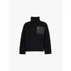 Jw Anderson Leather Patchpocket High Neck Knit In Black