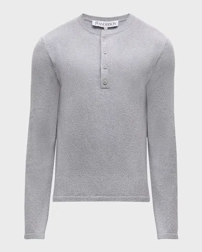 JW ANDERSON MEN'S BOUCLE HENLEY SHIRT