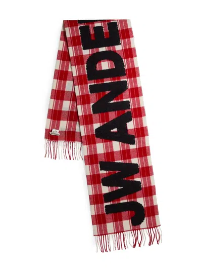 Jw Anderson Men's Contrast Logo Plaid Wool-blend Scarf In Multi