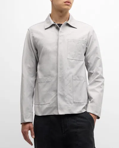 Jw Anderson Men's Contrast-seam Chore Jacket In Dove Grey