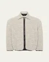 Jw Anderson Mens Light Grey Melange Contrast-trim Relaxed-fit Knitted Wool-blend Jacket In Gray