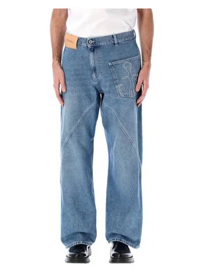 JW ANDERSON MEN'S COTTON TWISTED WORKWEAR DENIM PANTS