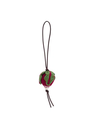 Jw Anderson Men's Crocheted Radish Charm In Burgundy