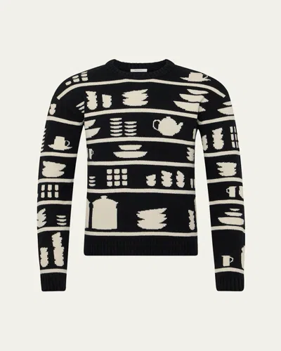 JW ANDERSON MEN'S CROCKERY JACQUARD SWEATER