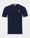 Jw Anderson Blue Crewneck T-shirt With Logo Embroidery On The Front In Black