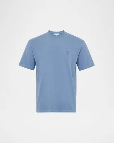 Jw Anderson Men's Embroidered Anchor T-shirt In Blue