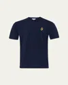 Jw Anderson Blue Crewneck T-shirt With Logo Embroidery On The Front In Dark Navy
