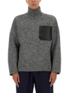 Jw Anderson J. W. Anderson Leather Patch Pocket Jumper In Gray