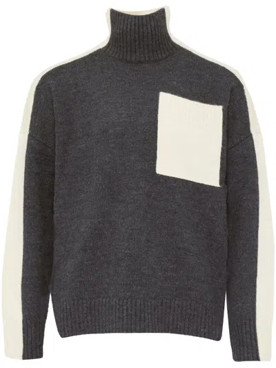 Jw Anderson J.w Anderson Two-tone High Neck Sweater In Gray