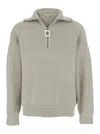 Jw Anderson Grey Sweater With Half Zip Closure On The Front In Cotton Piquet Man In Gray